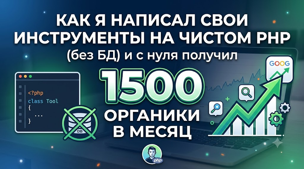 Как я написал свои инструменты на чистом PHP (без БД) и с нуля получил 1500 органики в месяц